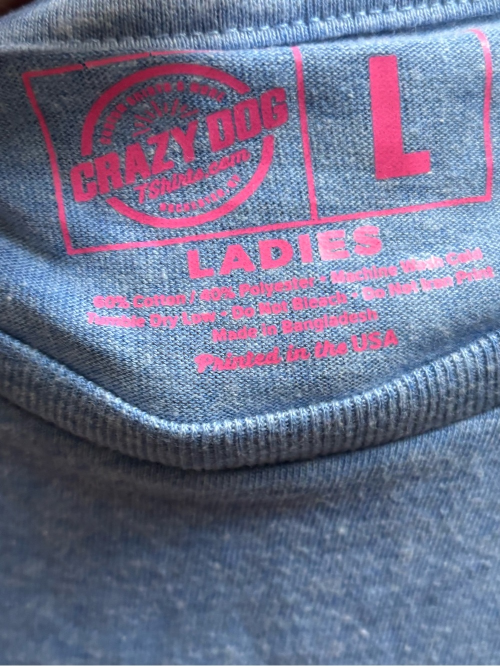 'Easily Distracted by Dogs' Blue Woman’s Graphic T-Shirt, Size L, NWOT - Picture 4 of 5